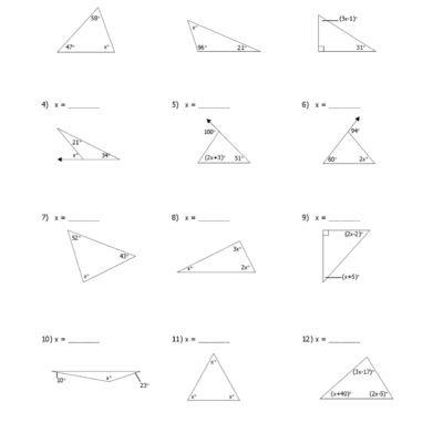 Worksheet Triangle Sum And Exterior Angle Theorem Slides Geometry Docsity
