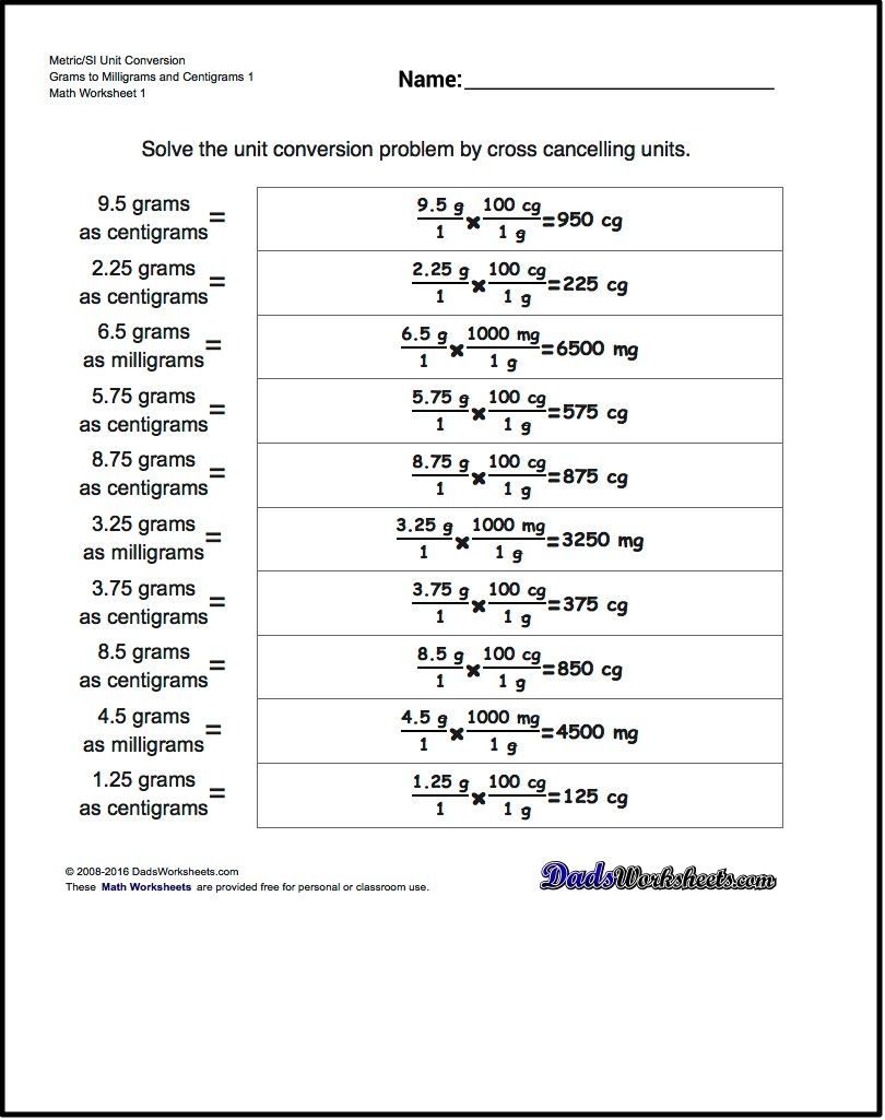 metric conversion worksheet and answer key