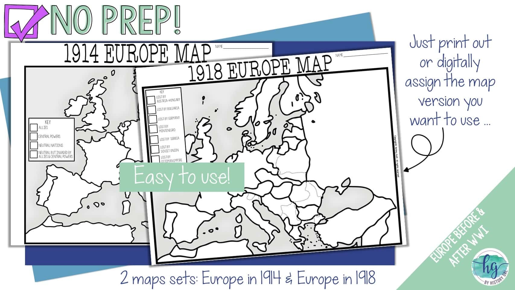 World War I Map Activity 1914 And 1918 Europe Maps By History Gal