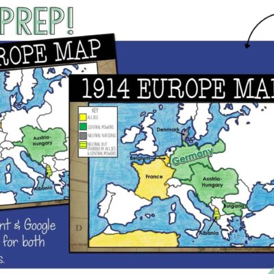 World War I Map Activity 1914 And 1918 Europe Maps By History Gal
