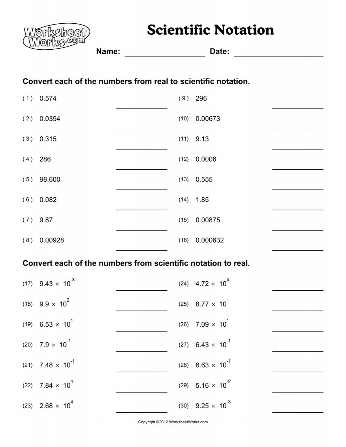 answer key to scientific notation worksheet answer key to scientific notation worksheet