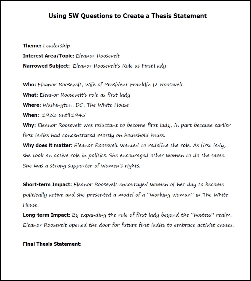 Writing Your Thesis Statement Writing Your Thesis Statement