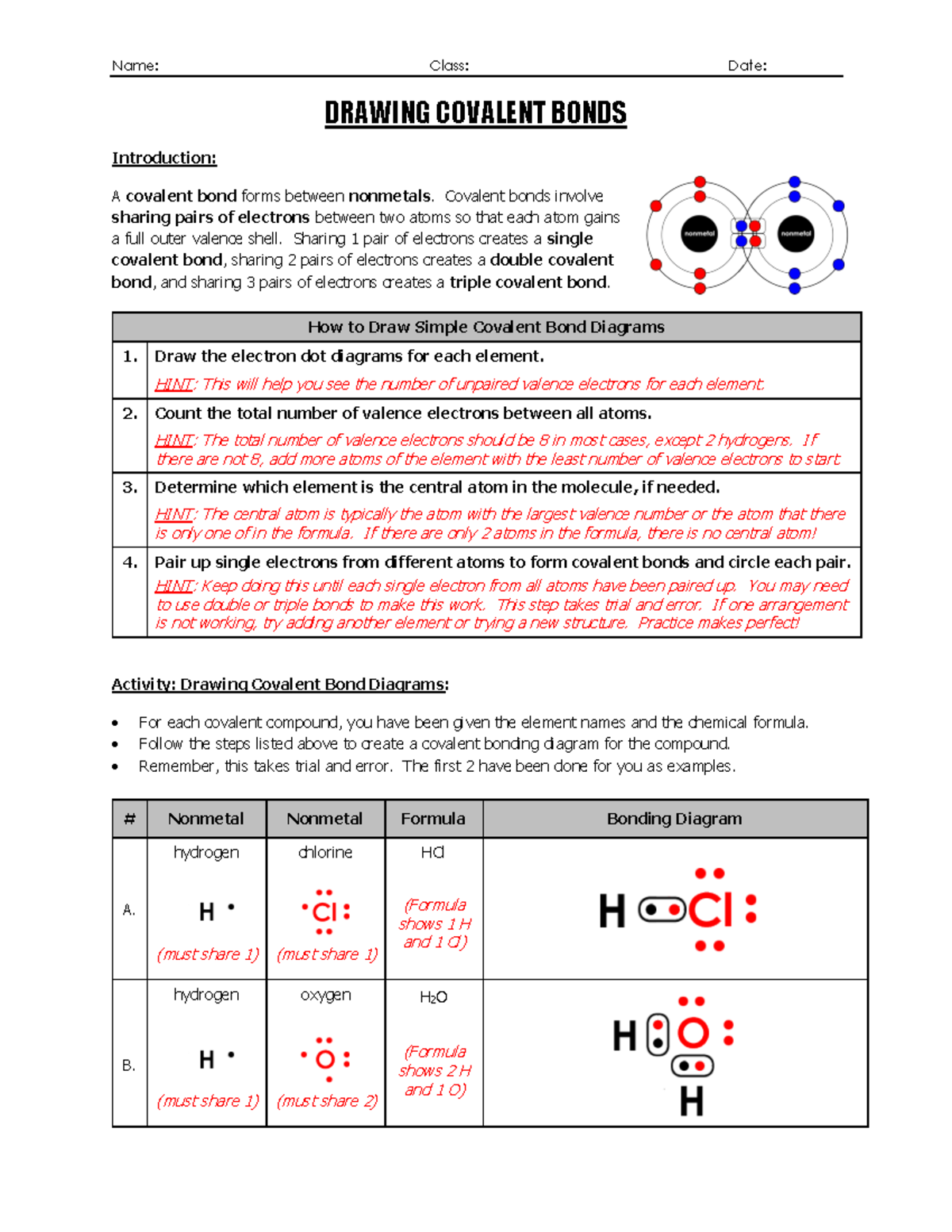 chemical bonding worksheet with answers pdf