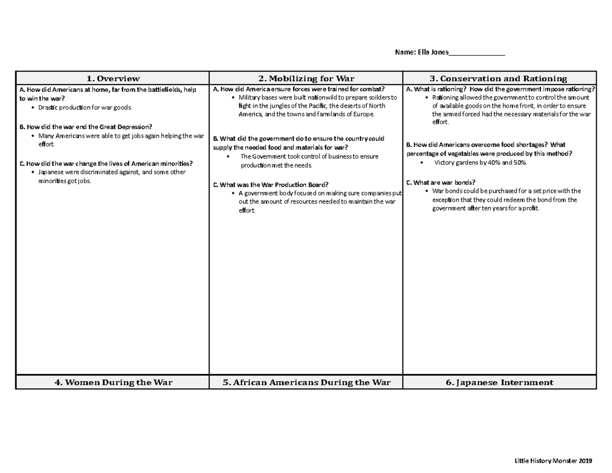 WWII Home Front Stations Activity Discussion Worksheet Studocu