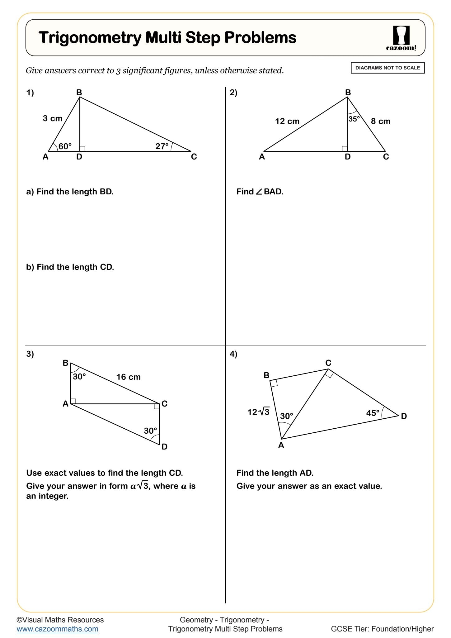 Year 9 Trigonometry Worksheets PDF Printable Worksheets Year 9 Trigonometry Worksheets PDF Printable Worksheets